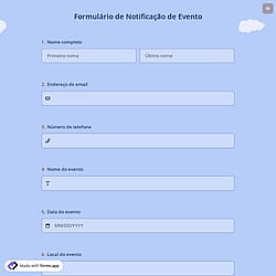 Formulário de Notificação de Evento