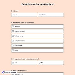 Event Planner Consultation Form Template 