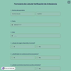 Formulario de Lista de Verificación de Ambulancia