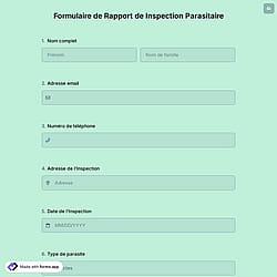 Formulaire de Rapport de Inspection Parasitaire