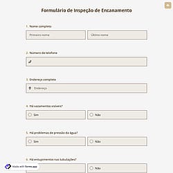 Formulário de Inspeção de Encanamento