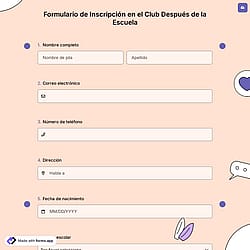 Formulario de Inscripción en el Club Después de la Escuela