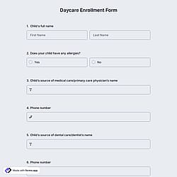 Daycare Enrollment Form