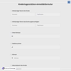 Kindertagesstätten-Anmeldeformular