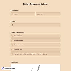 Dietary Requirements Form