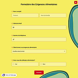 Formulaire des Exigences Alimentaires