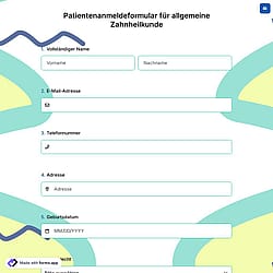 Patientenanmeldeformular für allgemeine Zahnheilkunde