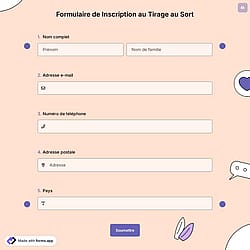 Formulaire d'inscription au jeu-concours