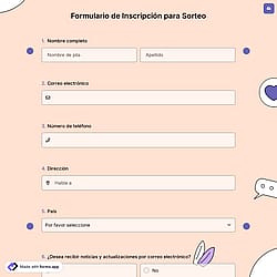 Formulario de participación en sorteos