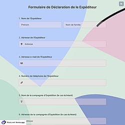 Formulaire de Déclaration de le Expéditeur