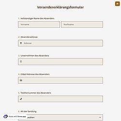 Versendererklärungsformular