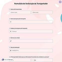 Formulário de Declaração do Transportador