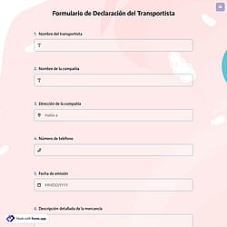 Formulario de Declaración del Transportista