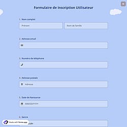 Formulaire de Inscription Utilisateur
