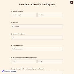 Formulario de Exención Fiscal Agrícola
