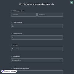 Kfz-Versicherungsangebotsformular