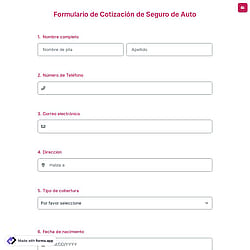 Formulario de Cotización de Seguro Auto