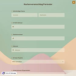 Kostenvoranschlag Formular