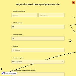 Allgemeine Versicherungsangebotsformular