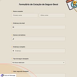 Formulário de Cotação de Seguro Geral