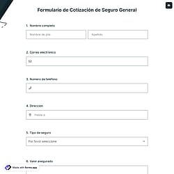 Formulario de Cotización de Seguro General