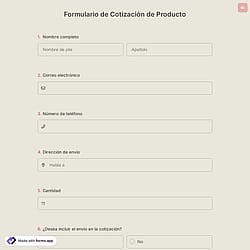 Formulario de Cotización de Producto