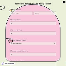Formulario de Presupuesto de Reparación