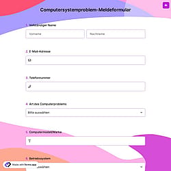 Computersystemproblem-Meldeformular