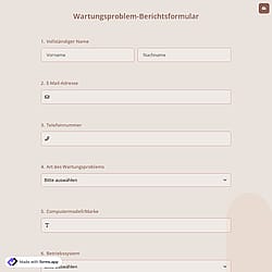 Wartungsproblem-Berichtsformular