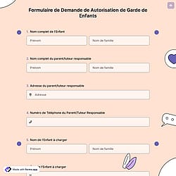 Formulaire de Demande de Autorisation de Garde de Enfants