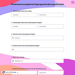 Kinderbetreuungsberechtigungsanforderungsformular
