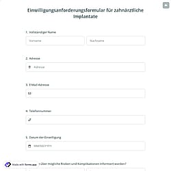 Formular für die Zustimmung zu Zahnimplantaten