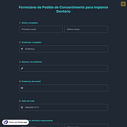Formulário de Pedido de Consentimento para Implante Dentário
