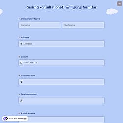 Gesichtskonsultations-Einwilligungsformular