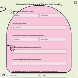 Einverständniserklärung für den Schulausflug
