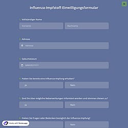 Influenza-Impfstoff-Einwilligungsformular