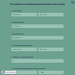 Formulário de Consentimento para Vacinação contra a Gripe