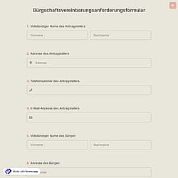 Bürgschaftsvereinbarungsanforderungsformular