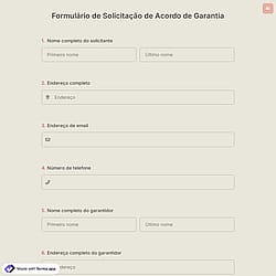 Formulário de Solicitação de Acordo de Garantia