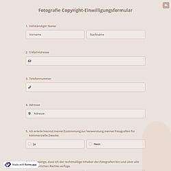 Fotografie Copyright-Einwilligungsformular