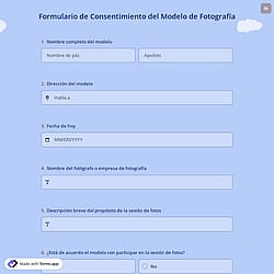Formulario de Consentimiento del Modelo de Fotografía