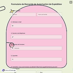 Formulaire de Demande de Autorisation de Expédition