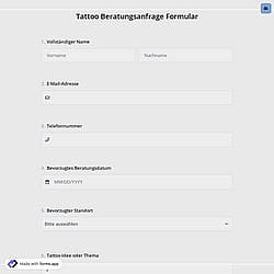 Tattoo Beratungsanfrage Formular