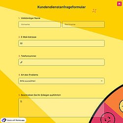 Kundendienstanfrageformular