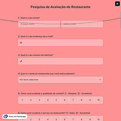 Pesquisa de Avaliação de Restaurante