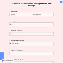 Formulaire de Demande de Renseignements pour Mariage