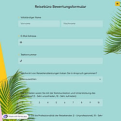 Reisebüro Bewertungsformular