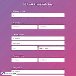 Gift Card Purchase Order Form