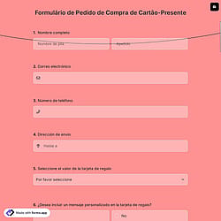 Formulário de Pedido de Compra de Cartão-Presente
