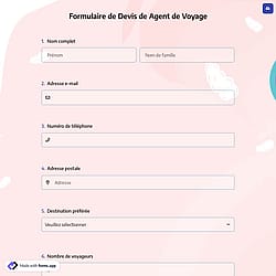 Formulaire de Devis de Agent de Voyage